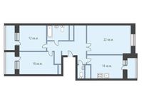 Планировка 3-комнатной квартиры, 92,2 м2