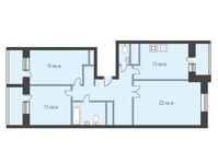 Планировка 3-комнатной квартиры, 92,6 м2