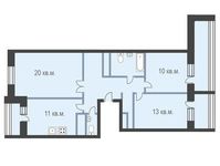 Планировка 3-комнатной квартиры, 92,8 м2