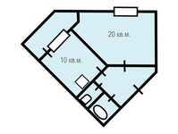 Планировка 1-комнатной квартиры, 45,1 м2