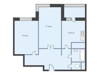 Планировка 2-комнатной квартиры, 63,7 м2