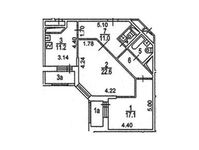 Планировка 2-комнатной квартиры, 75,5 м2