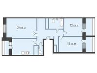 Планировка 3-комнатной квартиры, 91,5 м2