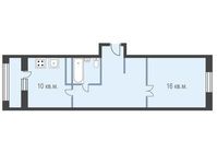 Планировка 1-комнатной квартиры, 50,5 м2