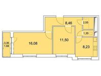 Планировка 2-комнатной квартиры, 49,85 м2