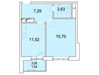 Планировка 1-комнатной квартиры, 39,68 м2
