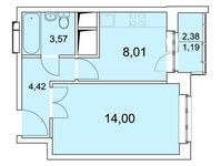 Планировка 1-комнатной квартиры, 31,19 м2