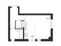 Планировка квартиры студии, 35,6 м2