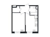 Планировка 1-комнатной квартиры, 34,2 м2