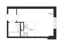 Планировка квартиры студии, 27,5 м2