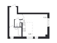 Планировка квартиры студии, 35,9 м2