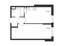 Планировка 1-комнатной квартиры, 41,4 м2