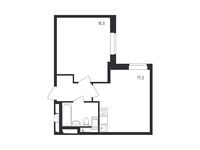 Планировка 1-комнатной квартиры, 43,7 м2