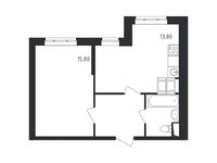 Планировка 1-комнатной квартиры, 39,6 м2