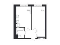 Планировка 1-комнатной квартиры, 41,1 м2