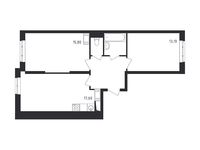 Планировка 2-комнатной квартиры, 58,5 м2