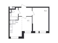 Планировка 2-комнатной квартиры, 40,4 м2