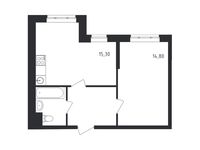 Планировка 1-комнатной квартиры, 40,5 м2