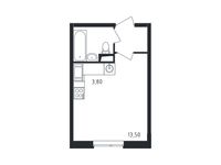 Планировка квартиры студии, 23,4 м2