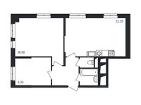 Планировка 2-комнатной квартиры, 61,4 м2