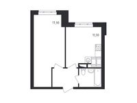 Планировка 1-комнатной квартиры, 37,4 м2