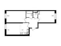 Планировка 3-комнатной квартиры, 59,3 м2