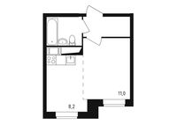 Планировка квартиры студии, 26,7 м2