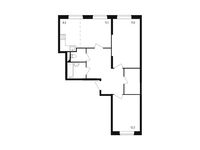 Планировка 3-комнатной квартиры, 74,6 м2