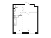 Планировка квартиры студии, 28,8 м2