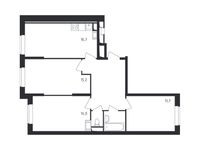 Планировка 3-комнатной квартиры, 74,3 м2