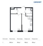 Планировка 1-комнатной квартиры, 33,8 м2