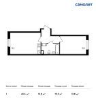 Планировка 1-комнатной квартиры, 43,5 м2