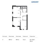 Планировка 3-комнатной квартиры, 58,9 м2