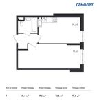 Планировка 1-комнатной квартиры, 41,4 м2