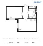 Планировка 1-комнатной квартиры, 42,3 м2