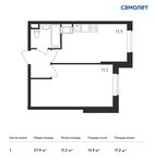 Планировка 1-комнатной квартиры, 37,9 м2