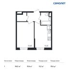 Планировка 1-комнатной квартиры, 34,2 м2