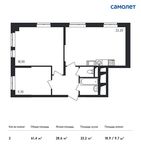 Планировка 2-комнатной квартиры, 61,4 м2