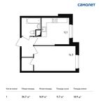 Планировка 1-комнатной квартиры, 36,7 м2