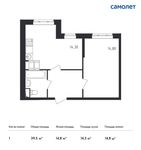 Планировка 1-комнатной квартиры, 39,5 м2