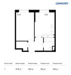Планировка 1-комнатной квартиры, 37,8 м2