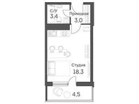 Планировка квартиры студии, 26,6 м2
