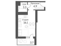 Планировка квартиры студии, 27,3 м2