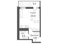Планировка квартиры студии, 30,9 м2