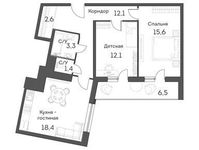 Планировка 3-комнатной квартиры, 69,6 м2