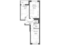 Планировка 3-комнатной квартиры, 63,9 м2