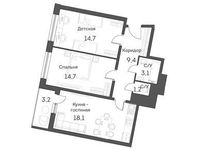 Планировка 3-комнатной квартиры, 65,5 м2