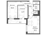 Планировка 3-комнатной квартиры, 67 м2