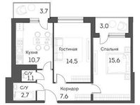 Планировка 2-комнатной квартиры, 55,9 м2