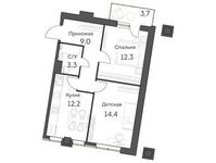 Планировка 2-комнатной квартиры, 52,3 м2
